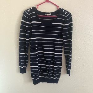 Navy and white sweater